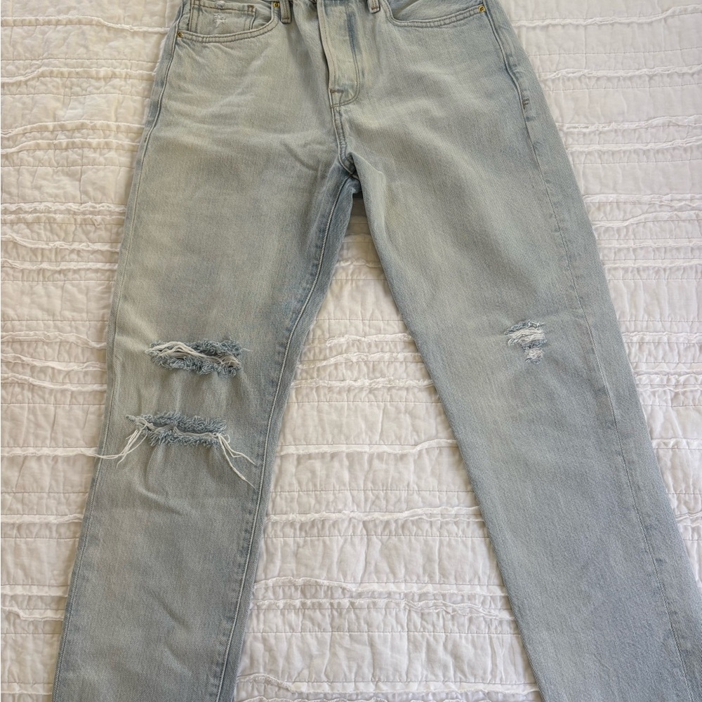 Frame Denim Light Wash Women's Jeans with Tan Stitching